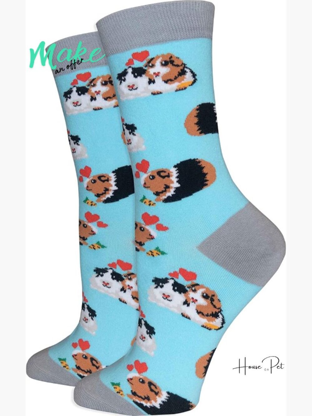 Women's Premium Comfort Animal Toe Socks Guinea Pig Design